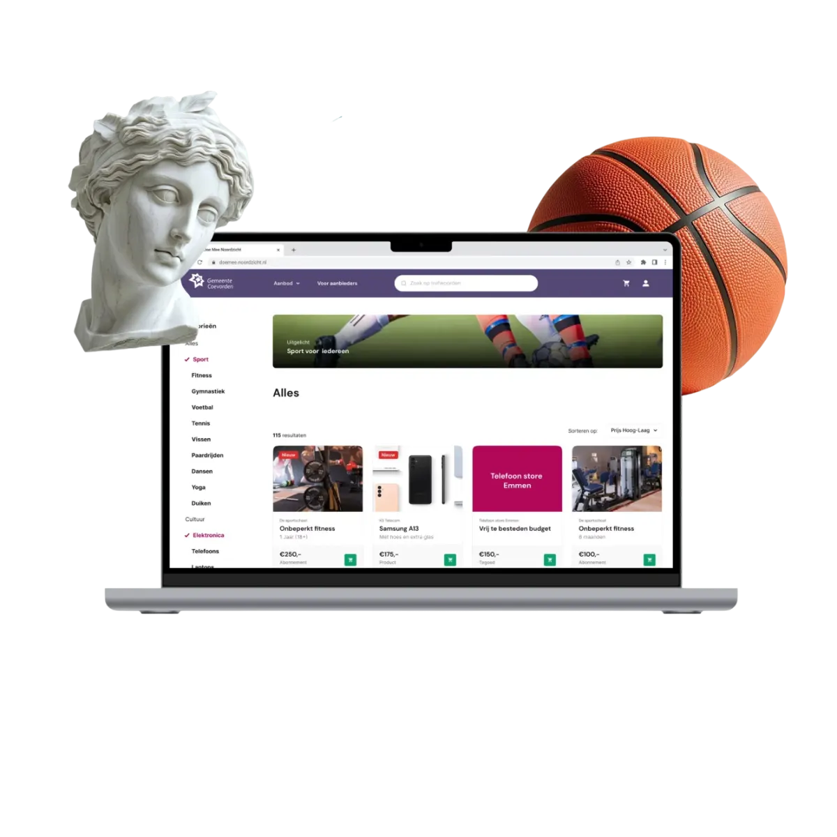 Gemeentewinkel webshop op laptop en telefoon